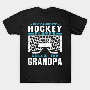 My Favorite Hockey Player Grandpa Grandparent Text T-Shirt